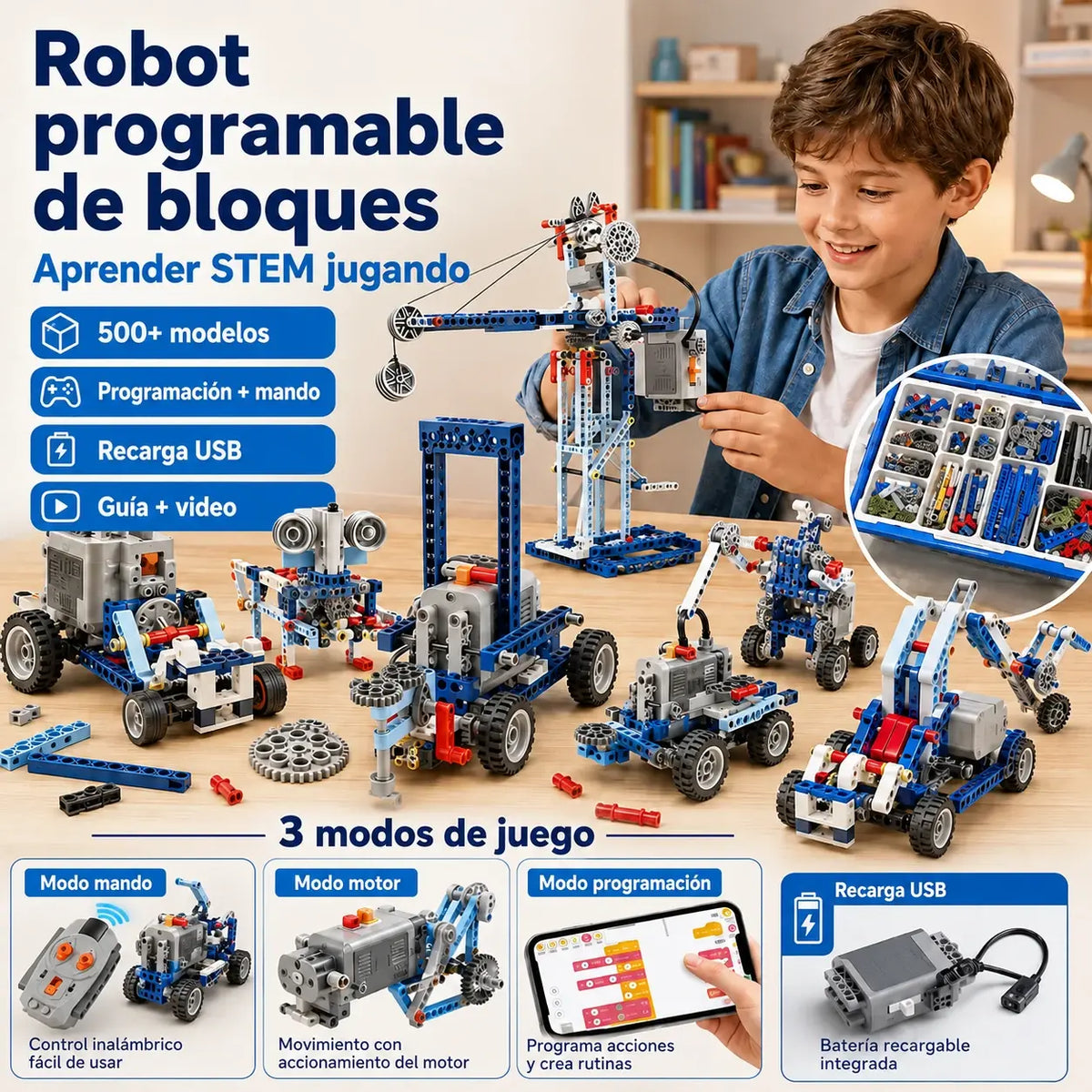 🤖🧩 [Descuento del 50 % por tiempo limitado] Kit de robot eléctrico para montar por niños