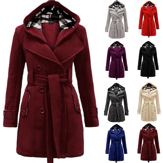 【S-3XL】Chaqueta cálida con capucha de longitud media para mujer