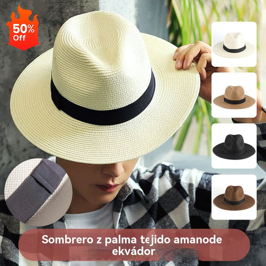 🌴👒【56-58cm】Ručne tkaný palmový klobúk z Ekvádoru.