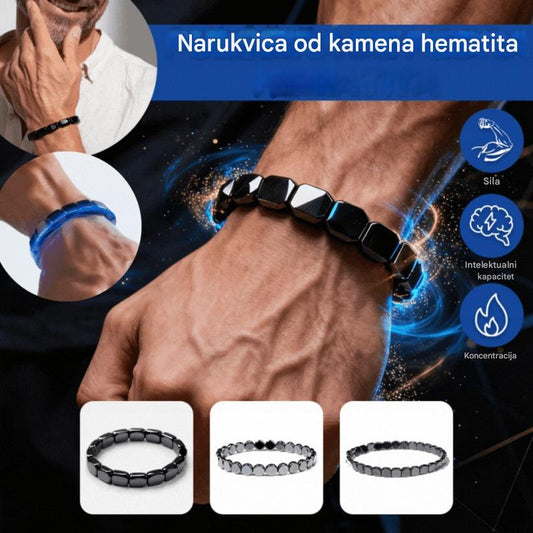 【Kupite 1, dobijte 1 gratis】 Narukvica od hematita i oniksa｜ Elegantna narukvica s perlicama - izbor za džentlmena