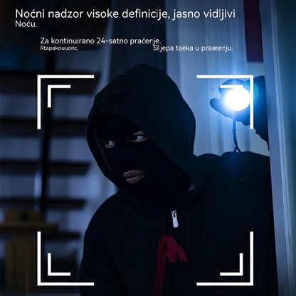 Kamera visoke rezolucije s pametnim sustavom za nadzor doma putem bežičnog WiFi-ja, infracrvenog noćnog vida, dvosmjernog interfona i kamere visoke rezolucije.
