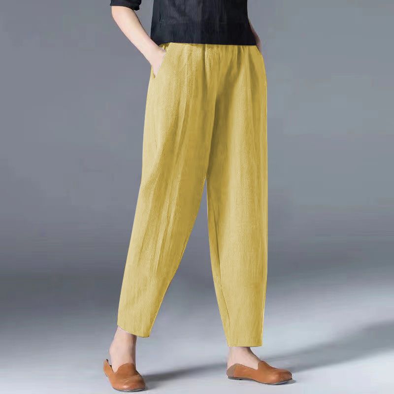 🌿50% DE DESCUENTO🔥【40-120 kg】Pantalones de mujer de algodón y lino de corte ancho, disponibles en tallas grandes