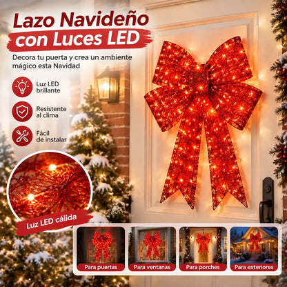 📢📢 ¡Oferta a mitad de precio! ✨【61cm*43cm*6cm】Lazo navideño extragrande para exteriores, impermeable, con luz incorporada