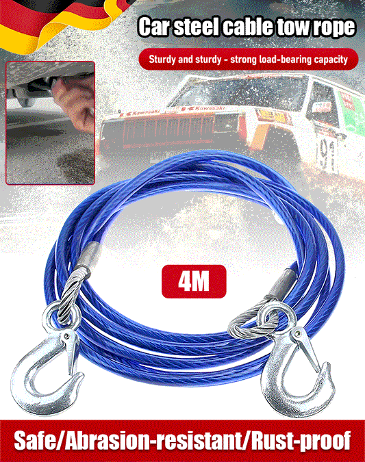 ⛓️🚗【4 m 5 toneladas】Cuerda de remolque para automóvil, cuerda de tracción, cuerda de rescate, accesorios de seguridad