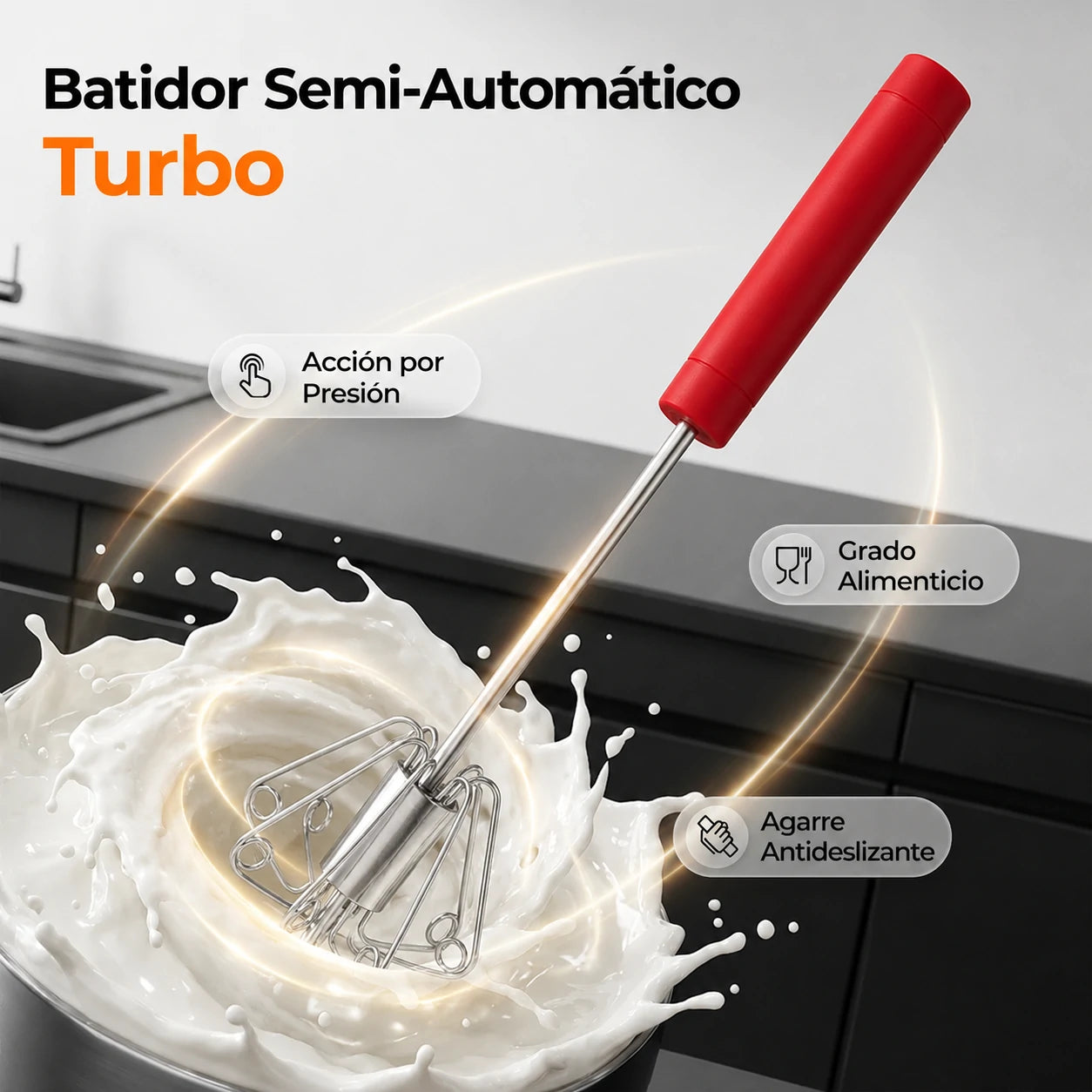 🥳Compra 1 y llévate 1 gratis🥳💞¡Más de 50.000 unidades vendidas!🥚💪 ¡50% de descuento! Batidor de huevos manual semiautomático: presiona y gira, sin electricidad. Bate huevos y nata en segundos. ¡Cuida tus muñecas! ✨🧁