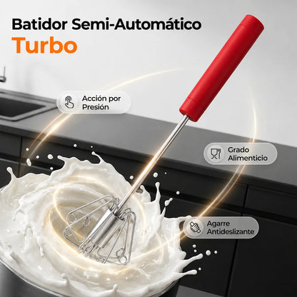 🥳Compra 1 y llévate 1 gratis🥳💞¡Más de 50.000 unidades vendidas!🥚💪 ¡50% de descuento! Batidor de huevos manual semiautomático: presiona y gira, sin electricidad. Bate huevos y nata en segundos. ¡Cuida tus muñecas! ✨🧁