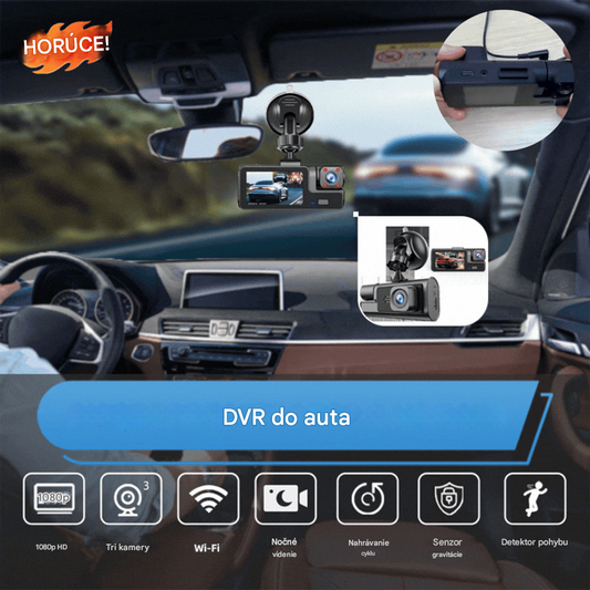 📱🚗【Nový model】Trojitá autokamera DVR, nočné videnie, WiFi pripojenie k mobilu