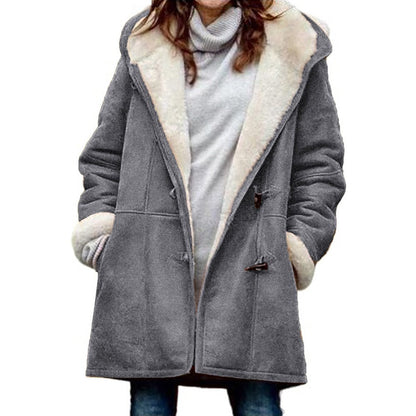 🐏 Descuento de temporada 🔥【S-5XL】Abrigo de invierno para mujer con forro polar y cuello de pelo