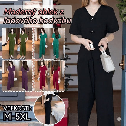 🌸【M-5XL】🔥【Tričko + Široké nohavice】Módny komplet z ľadového hodvábu 2026