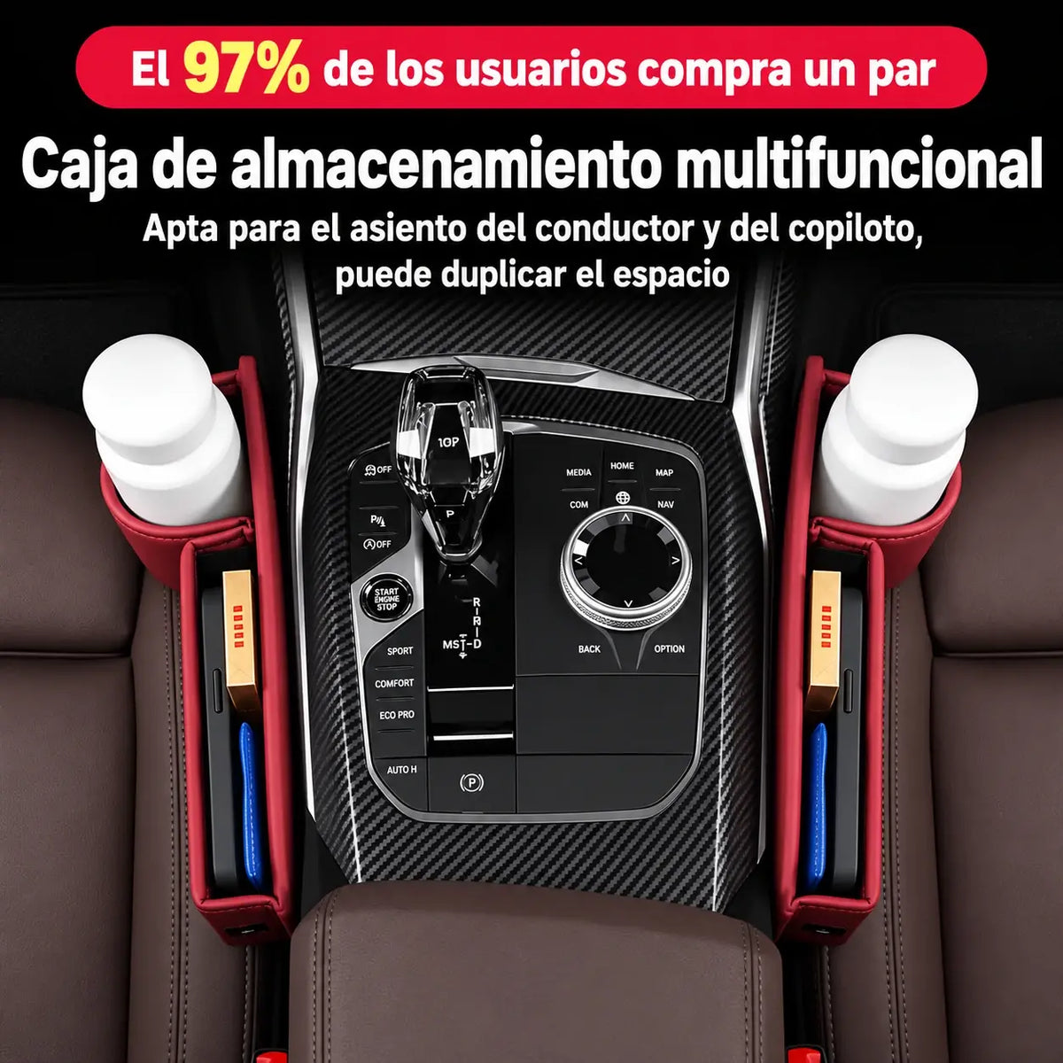 ✨ Nuevo modelo 2026: 🚗 Organizador para el hueco del asiento del coche – amplía el espacio y evita la caída de objetos