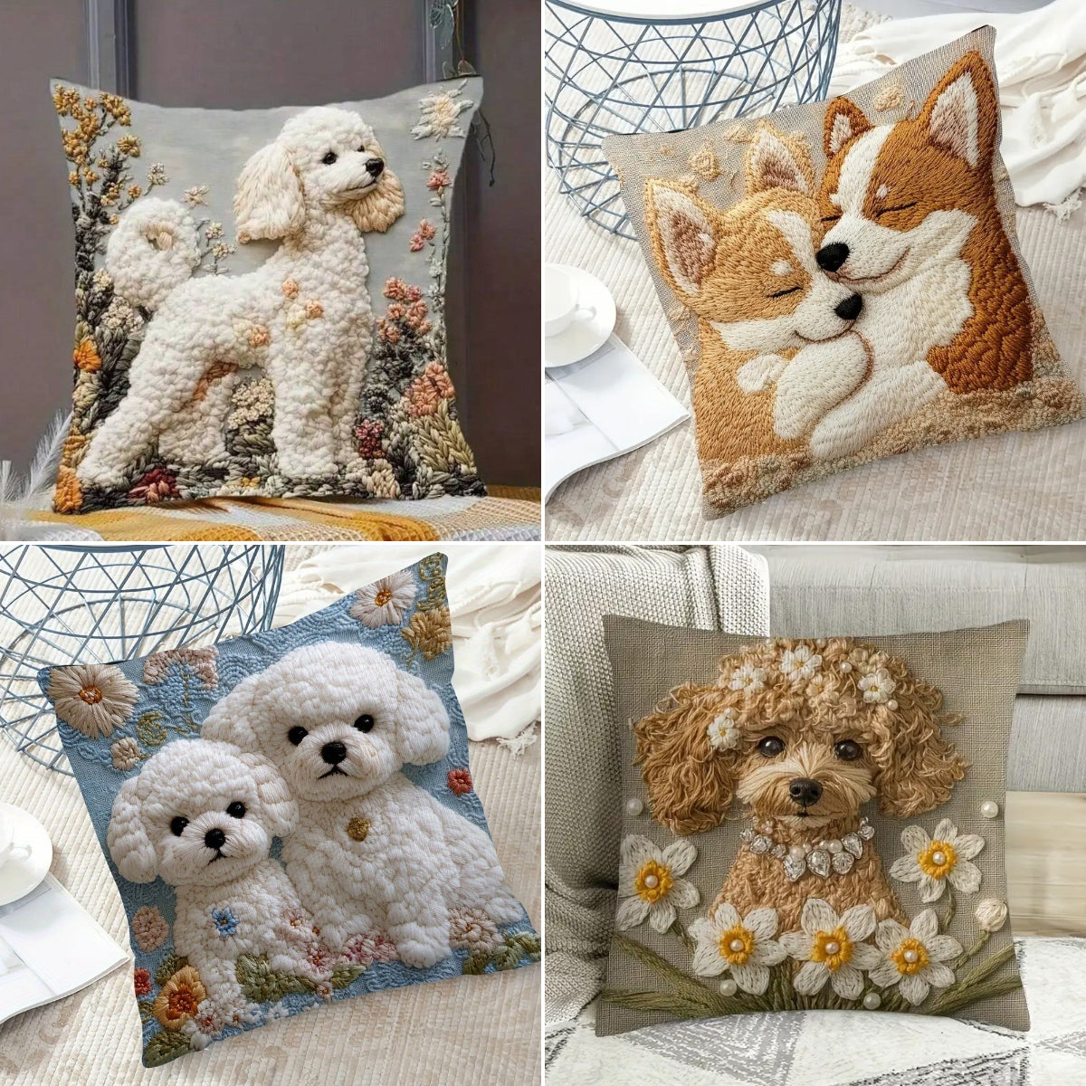 🐕🐱【4 piezas】Funda de almohada para mascotas más vendida，material de algodón y lino
