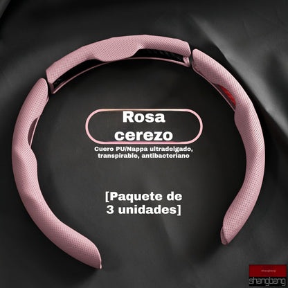 🚗 Funda de cuero para volante de coche, adecuada para todas las estaciones, antideslizante, absorbente del sudor y resistente al desgaste.