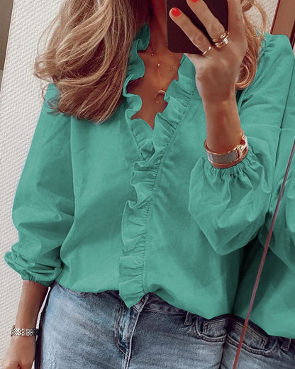 🍄🌼【S-5XL】¡Promoción de novedades de primavera 2026! 【Encanto primaveral】Blusa con volantes para mujer: suave y cómoda