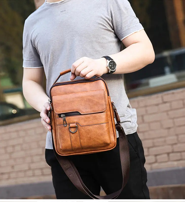 🏆【Versión premium de piel auténtica】Bolso de hombro vintage casual para hombre de gran capacidad