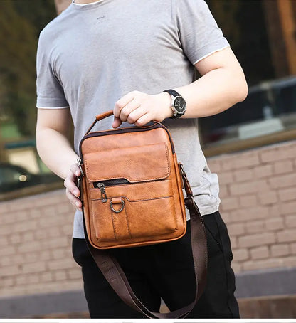 🏆【Versión premium de piel auténtica】Bolso de hombro vintage casual para hombre de gran capacidad