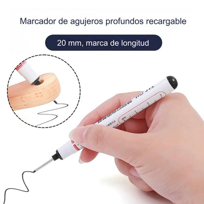 🔥【10 piezas】Bolígrafo de punta larga 20 mm, para carpintería con agujeros profundos, multiusos de cabeza larga aceitosa