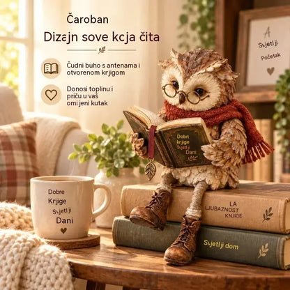 50% popusta na ograničeno vrijeme!  Preslatka figurica sove za čitanje
