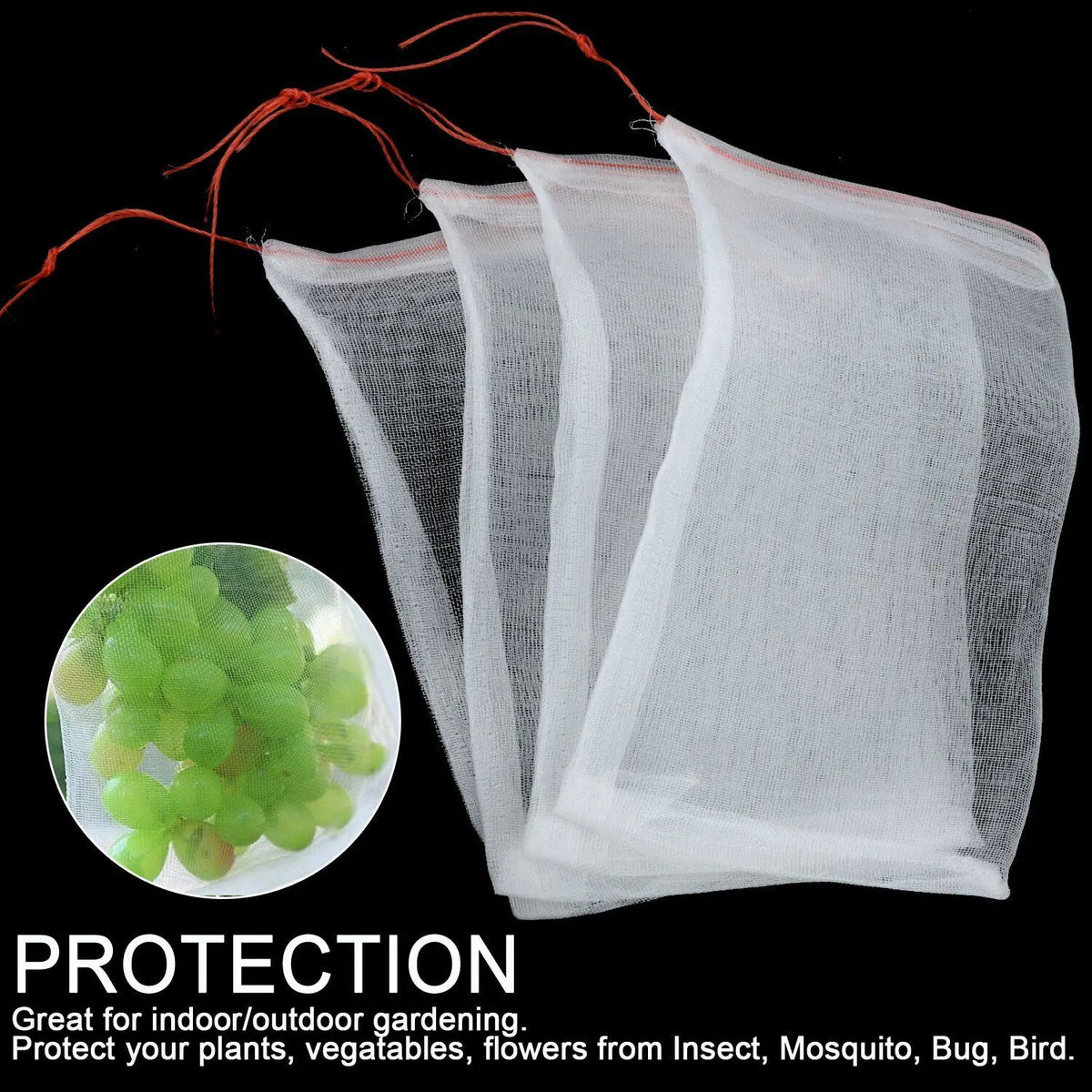 【50 piezas】Red de insectos para moscas de frutas, red de protección de árboles de paisaje para pájaros, bolsas de red de jardín para proteger flores, plantas, frutas, verduras