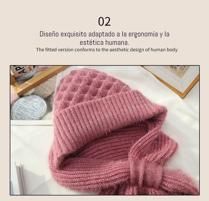 ✨ Nueva 2025 ✨ 🧣 Gorro-bufanda en uno, tejido delicado, forrado, abrigado, tendencia femenina 🧣