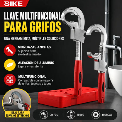 🔧 Llave multifuncional para instalación y desmontaje de grifos – Ideal para espacios reducidos