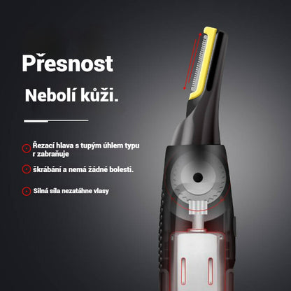 👨🔥2025 novinka🔥 Pánský elektrický zastřihovač chloupků v nose⚡ Dobíjecí mini přenosný ✂️ 3 v 1 pro obočí a kotlety, bezpečný a šetrný k pokožce✅