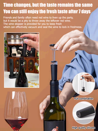 🍷Juego de abridor de vino eléctrico🎁 Regalo perfecto para alguien que ama el vino.