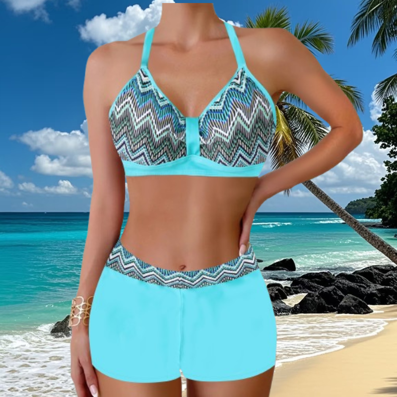 🏖️👙【50% de descuento por tiempo limitado】🌴【S-5XL】Conjunto de traje de baño estampado de vacaciones en la playa 2026