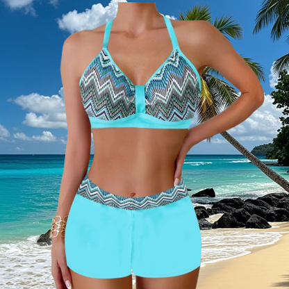 🏖️👙【50% de descuento por tiempo limitado】🌴【S-5XL】Conjunto de traje de baño estampado de vacaciones en la playa 2026