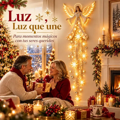 👼✨ Luz de Pared Angelical con Estrella Fugaz | Decoración Navideña Luminosa | LED Cálido para Hogar y Jardín 🌟