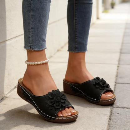 🔥🎀【Tallas 36-43】Zapatillas de plataforma caladas para mujer con flores tridimensionales