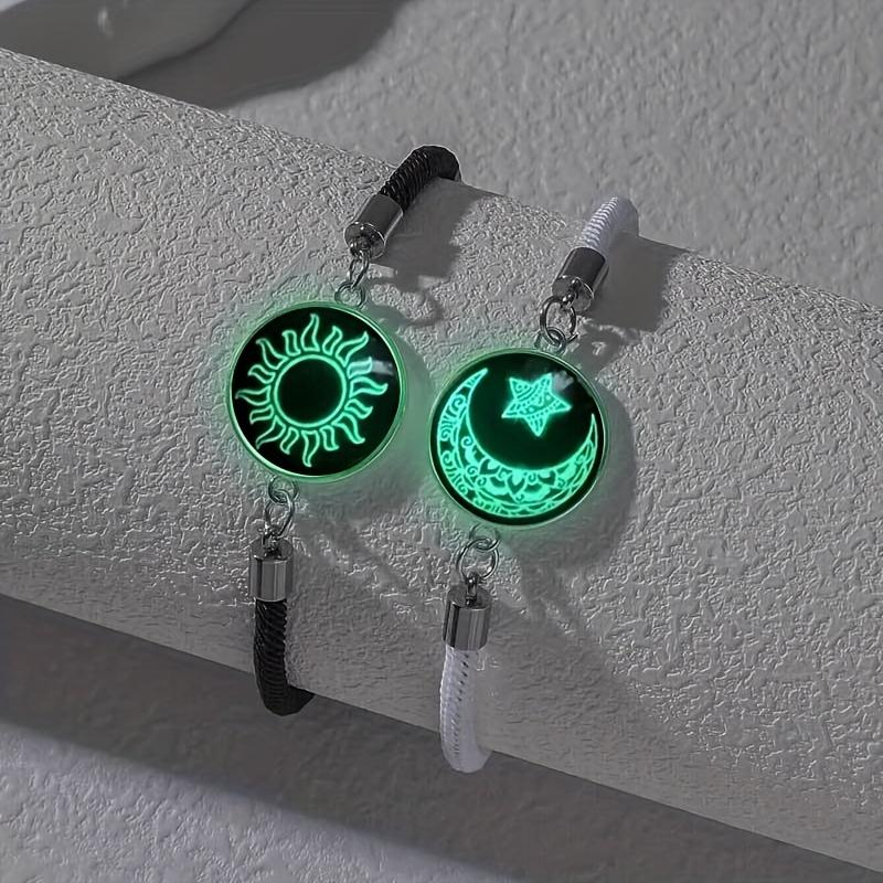 🎁💖Set de 2 pulseras Sol y Luna: joyas brillantes para parejas que viven un amor a distancia.