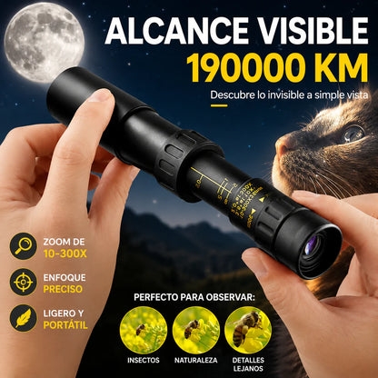 🔭✨ Monocular 10-300x40 con zoom – visión HD de alta potencia para actividades al aire libre y uso nocturno 🌙🏔️