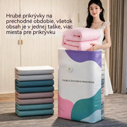 🧳 Balenie 5 kusov [Kúpte 3, získajte 2 ZDARMA] vákuových úložných vreciek na oblečenie – bez nutnosti použitia pumpy – veľké priestorovo úsporné vrecká na organizáciu šatníka, cestovanie a sťahovanie