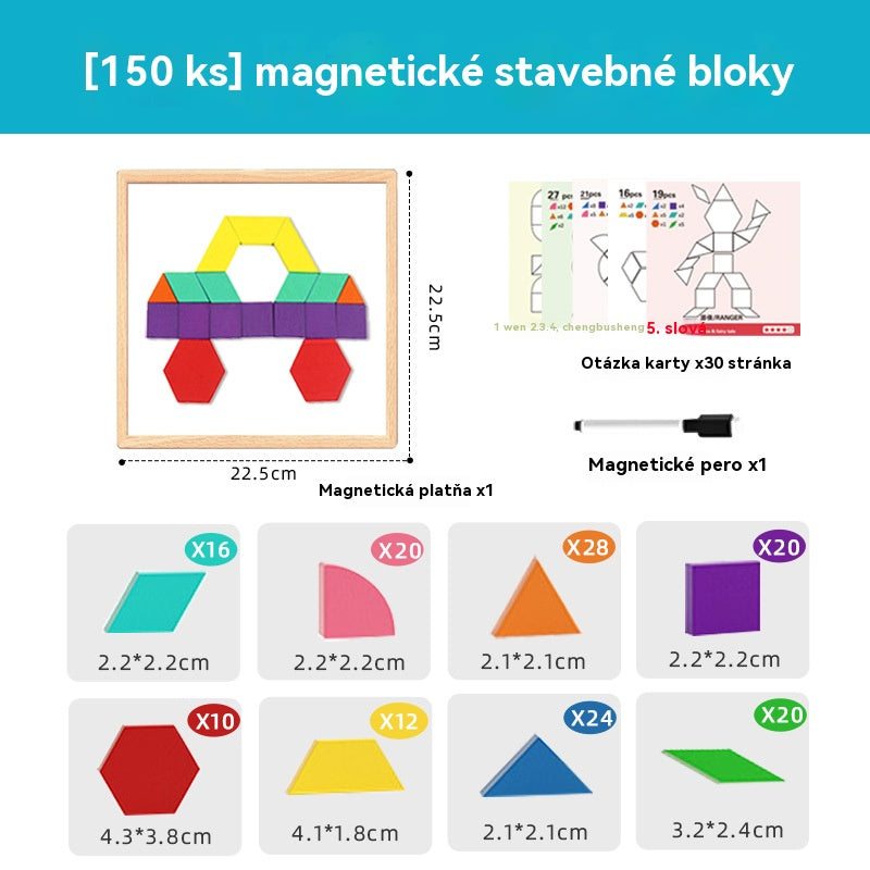 🌈🧩【75/150/225 piezas】🔥👶Juguete de rompecabezas tangram de madera magnético, entrenamiento cerebral y juguete educativo para niños, estimula el pensamiento