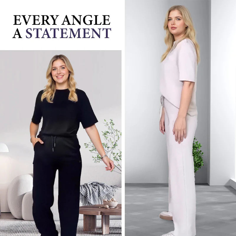 ✨Štýlové trendy 2026✨ Dámska elegantná dvojdielna súprava topu a nohavíc - ležérna a elegantná na každodenné nosenie