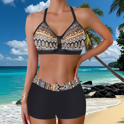 🏖️👙【50% de descuento por tiempo limitado】🌴【S-5XL】Conjunto de traje de baño estampado de vacaciones en la playa 2026