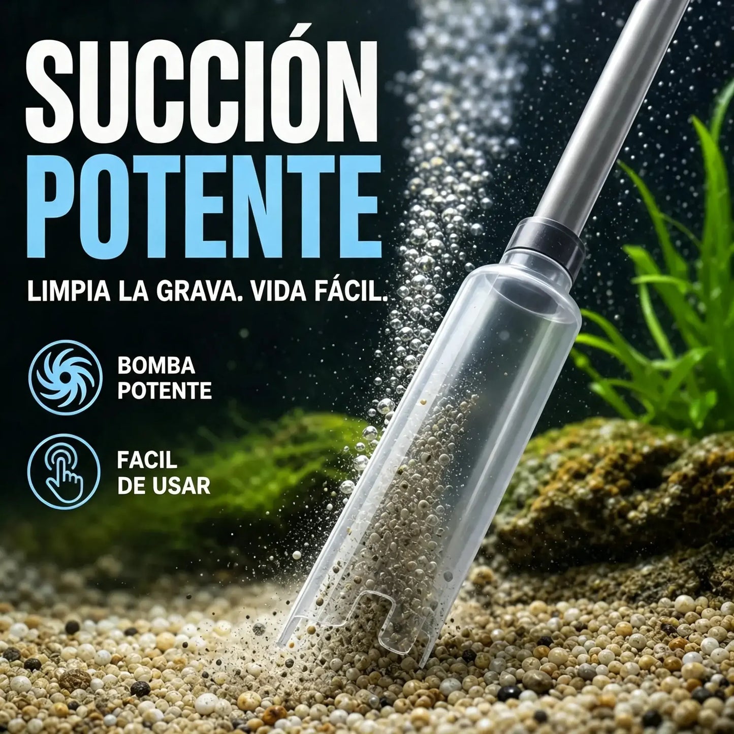 🐠 Limpiador eléctrico de grava para acuarios: funciona con pilas, tiene un tubo de longitud ajustable y es fácil de limpiar; ideal para todo tipo de acuarios 🧹🐟