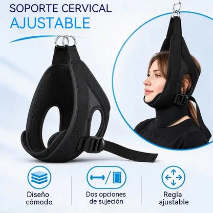 💆 Arnés de tracción cervical para colocar en la puerta ⚡ · Dispositivo para la relajación y el estiramiento cervical · ¡Set completo de 7 piezas 🌟!