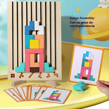 🔥Nuevo juguete 2026🧩Tetris multifuncional✨ Rompecabezas de madera apilable