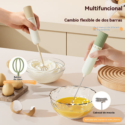 🥚 Mini batidora de mano inalámbrica: bate huevos y espuma leche en segundos