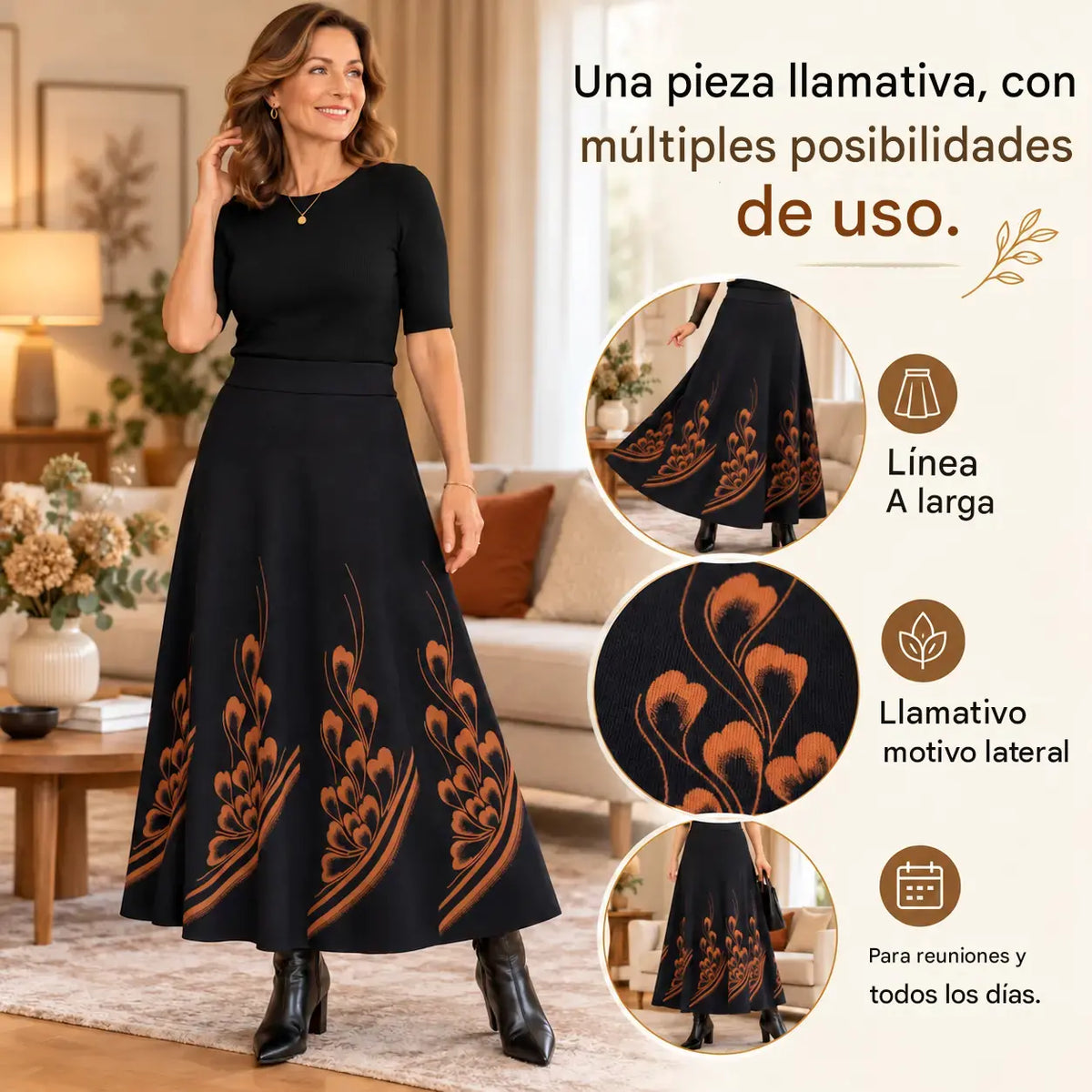👗✨【 S–3XL】Falda de lana para mujer, ideal para otoño e invierno: cintura alta, corte en A y material cálido.