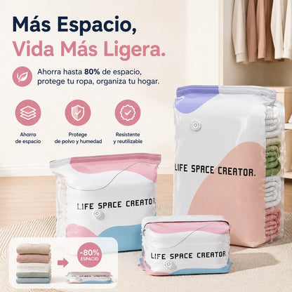 🧳【Juego de 5 piezas 29 euros】💨 Bolsa de almacenamiento al vacío grande y compresible: no requiere bomba, es a prueba de fugas e ideal para ahorrar espacio en maletas y en casa ✈️