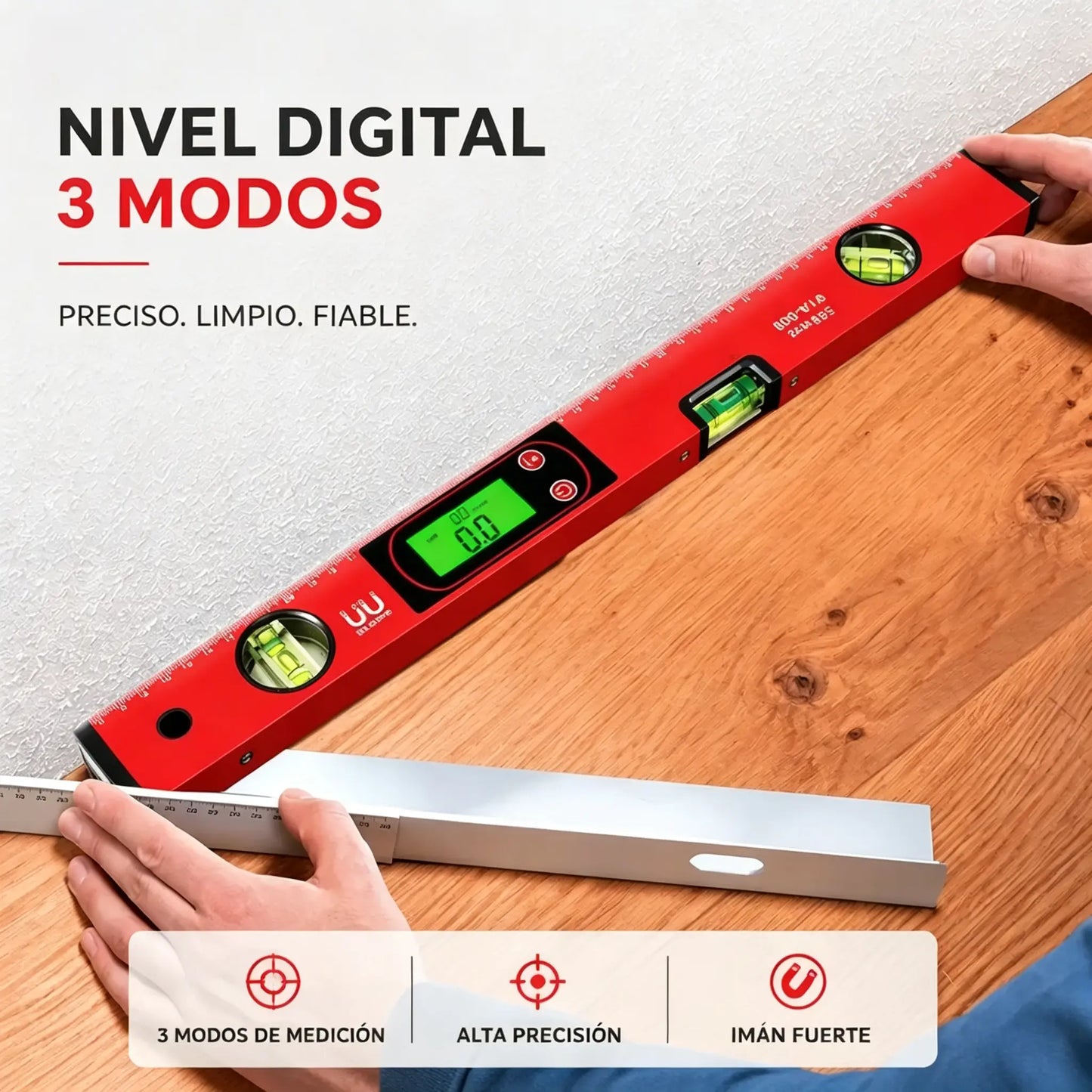 🔧📐 Nivel magnético multifuncional de precisión con pantalla LCD digital