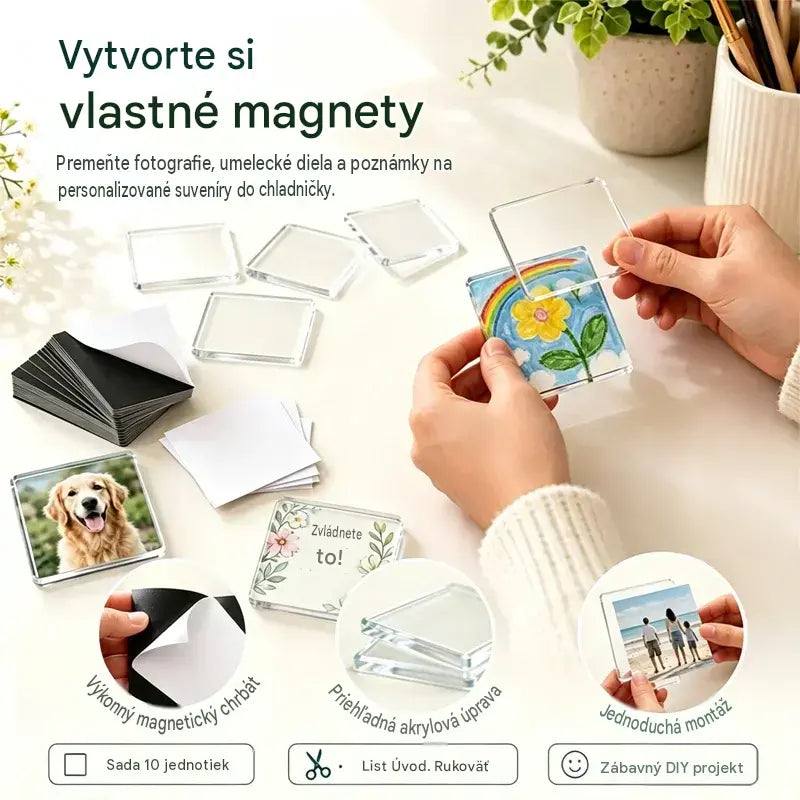 🧲✨ Sada priehľadných magnetov na chladničku pre domácich majstrov | Vytvorte si vlastné spomienky
