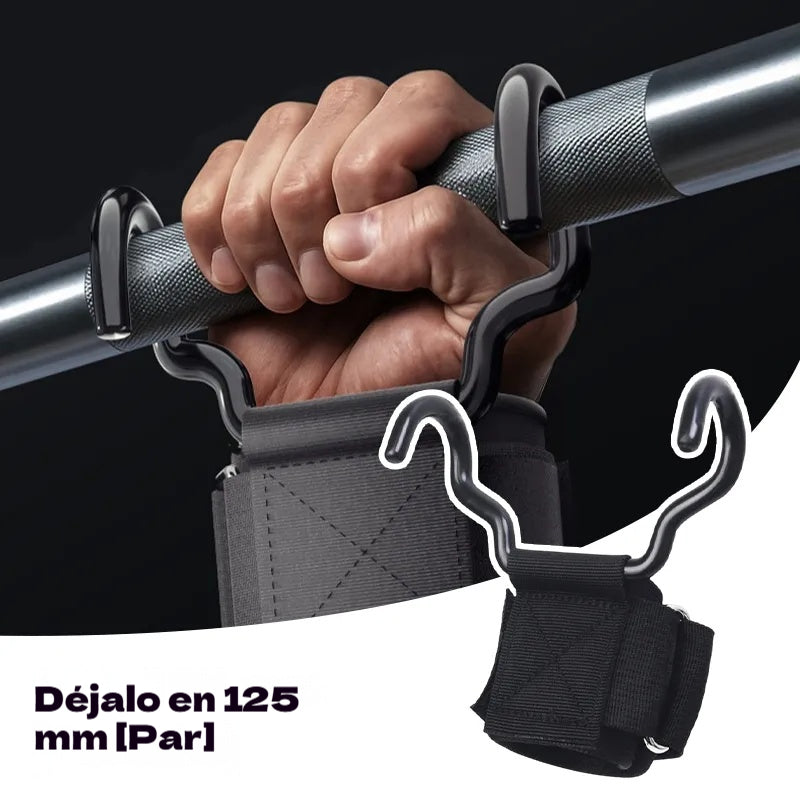🔥Juego de 2 ganchos de fitness para culturismo y levantamiento de pesas, soporte ensanchado de 125 mm, correas antideslizantes para las muñecas, capacidad de 250 kg para dominadas y peso muerto.