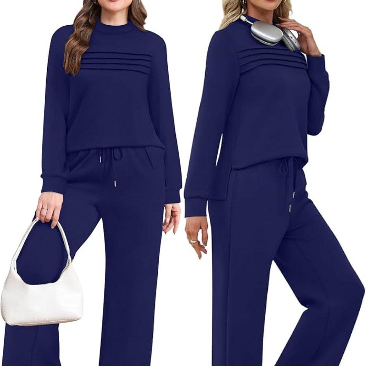 【🥇50% zľava】👗【S-3XL】🔥 Európsko-americký štýl pohodlnej jednofarebnej voľnej dlhoprstej dvojdielnej súpravy, pohodlná, univerzálna a módna.