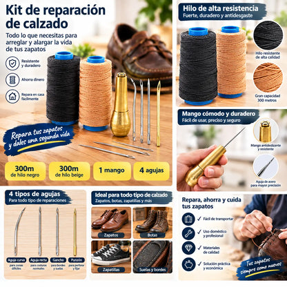 ✨¡50% DE DESCUENTO AHORA!✨ Juego de 5 piezas de lezna para coser cuero con hilo encerado: herramientas de costura manual para marroquinería.
