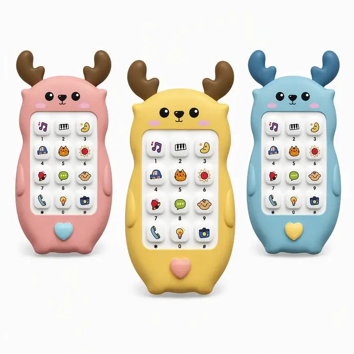🎁2 piezas 28 euro🎨 Teléfono de juguete para bebés con diseño de ciervo: smartphone de simulación educativo bilingüe con música y cuentos para niños pequeños.