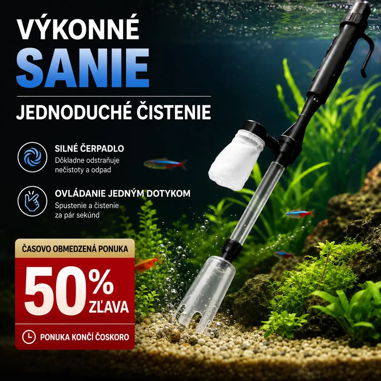 🐠Elektrický čistič akváriového substrátu s nastaviteľnou dĺžkou hadice pre ľahké čistenie - vhodný pre všetky akvária🧹🐟
