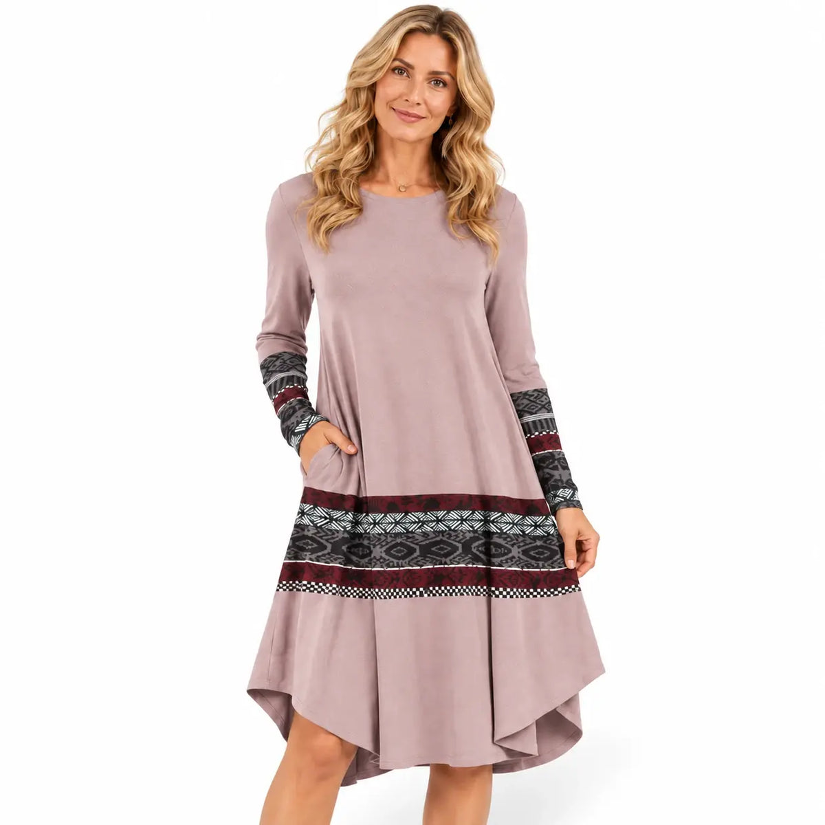 🔥【S-5XL】Vestido de otoño e invierno con estampado retro de estilo étnico
